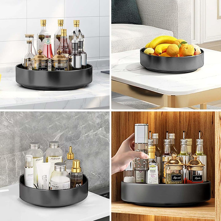 Küche Organizer Drehteller aus Kohlenstoffstahl, 26cm Schwarz Küchenschrank Drehteller Organizer, Gr