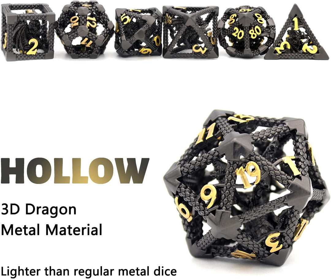 DND Würfel, Dungeons and Dragons Würfel Set HNCCESG Metall Spielwürfel Hohle 3D Drachen D&D Würfel P
