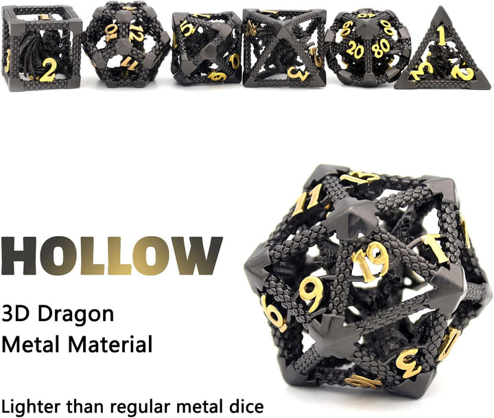 DND Würfel, Dungeons and Dragons Würfel Set HNCCESG Metall Spielwürfel Hohle 3D Drachen D&D Würfel P