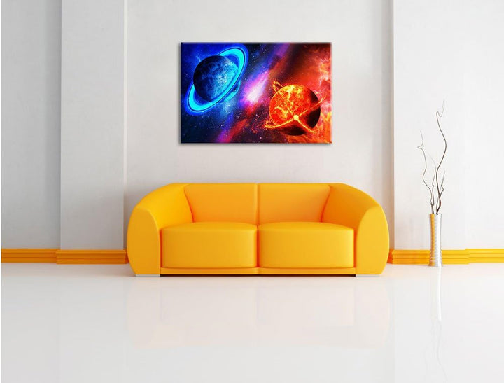 Ausgleich im Weltall, Format: 100x70 auf Leinwand, XXL riesige Bilder fertig gerahmt mit Keilrahmen,