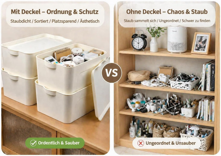 RMAN 4er Set Aufbewahrungsbox mit Deckel 15L Kunststoff (PP) Organizer Box Stapelbar Plastikbox für