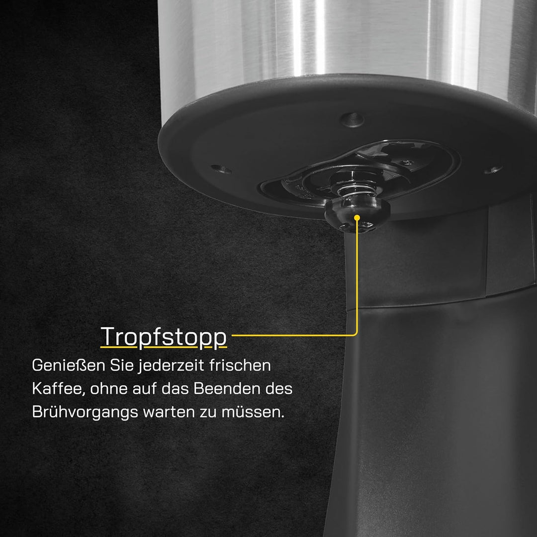 Gutfels Filterkaffemaschine COFFEE 2030 | 1,25 Liter Volumen für max. 12 Tassen | 980 Watt | Thermos