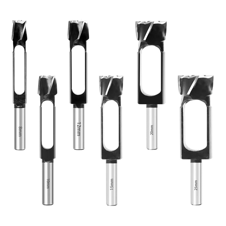 6 Stück Tiefer Zapfenbohrer für Tischlerarbeiten, 8mm 10mm 12mm 15mm 20mm 25mm Holzdübellochschneide
