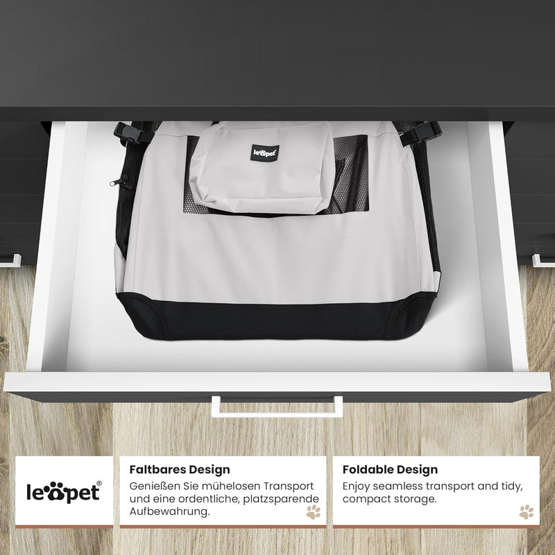 Leopet® Hundebox - Faltbar, Grosse/Kleine Hunde, Stoff, mit Napf, für Zuhause, Auto - Transportbox,