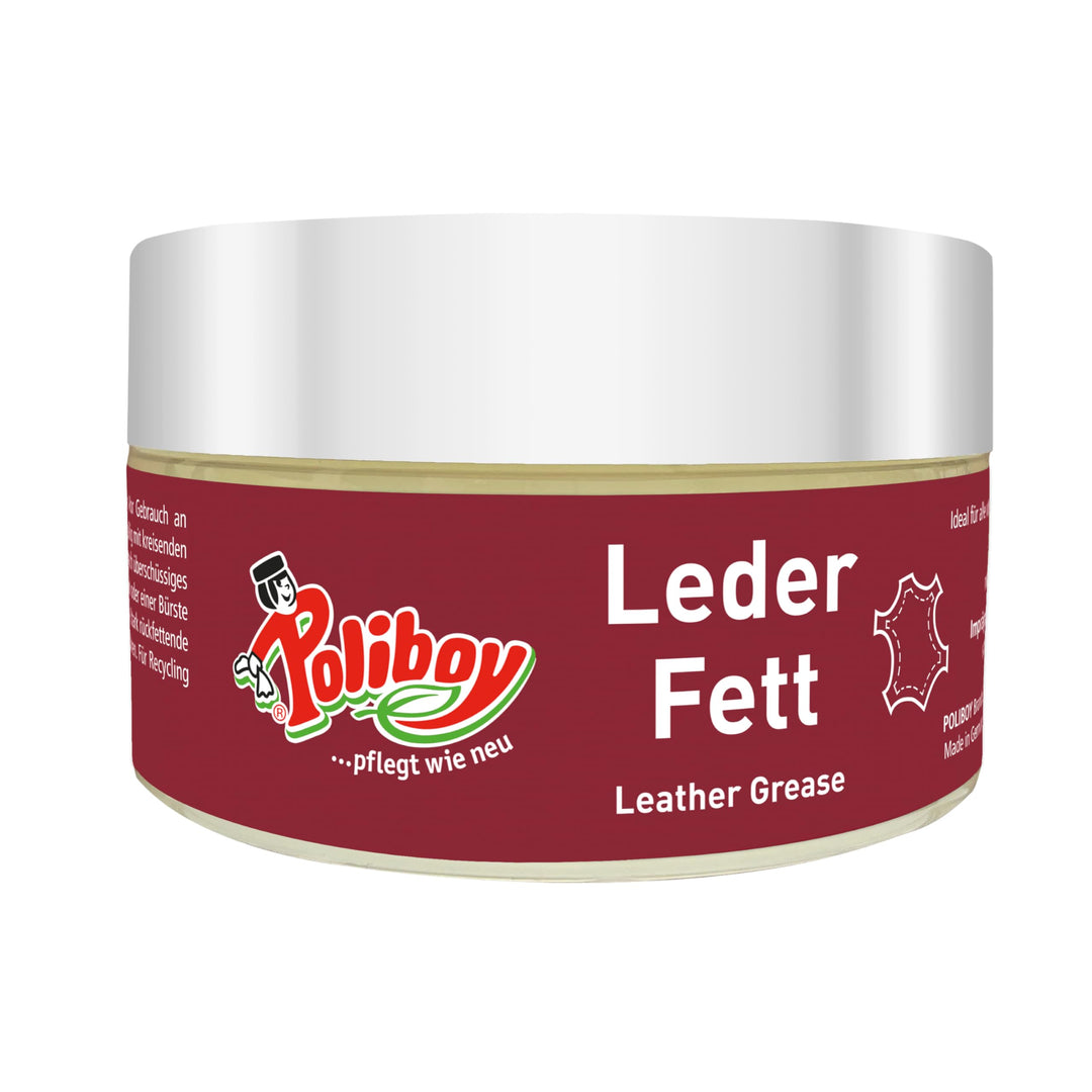 POLIBOY Leder Fett - Farbneutrale Lederpflege für naturgegerbte, dicke Glattleder - Nährt, schützt u