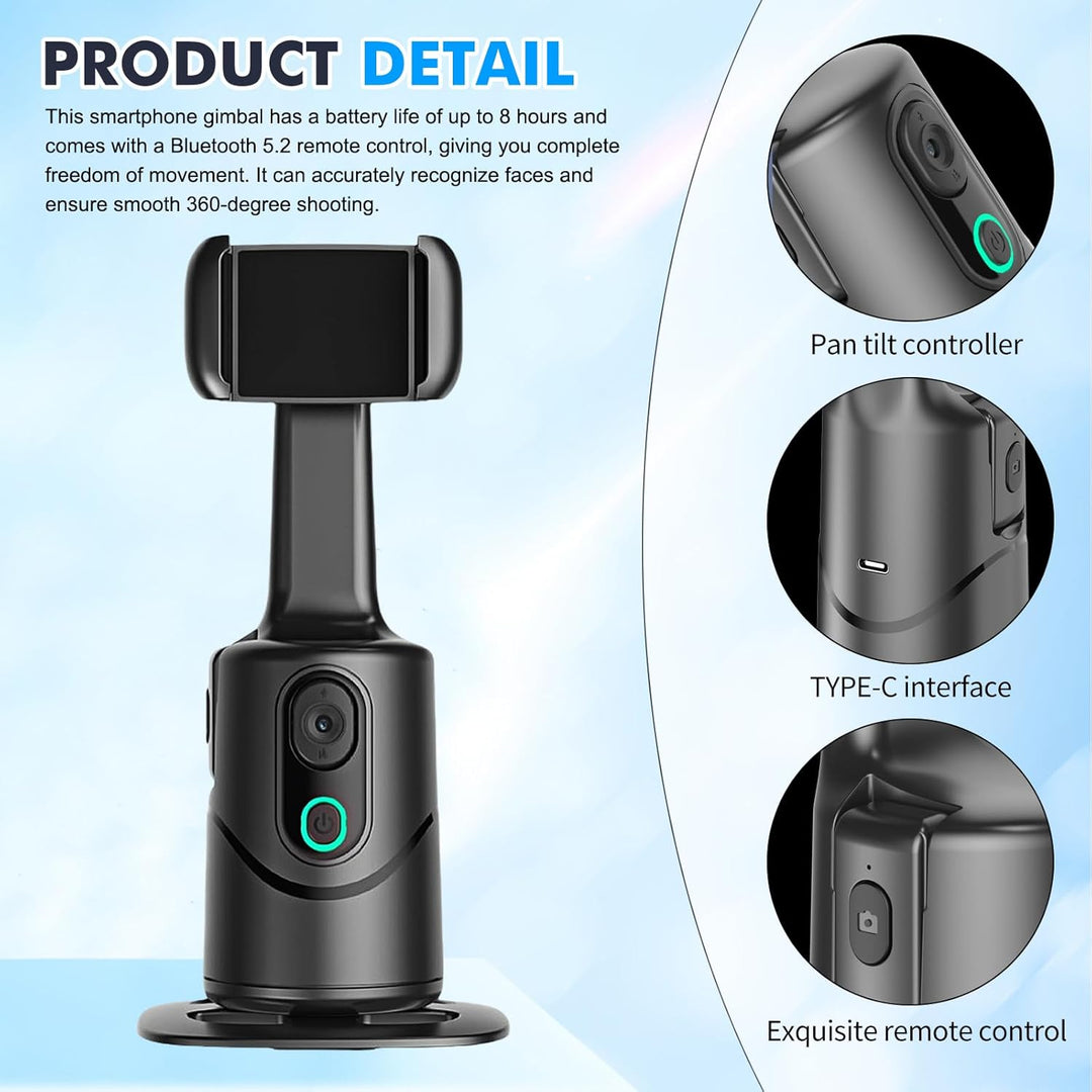 360° Auto Face Tracking Gimbal, 360° Drehung Verfolgung Stativ, Gesichtserkennendes Stativ Mit Dual