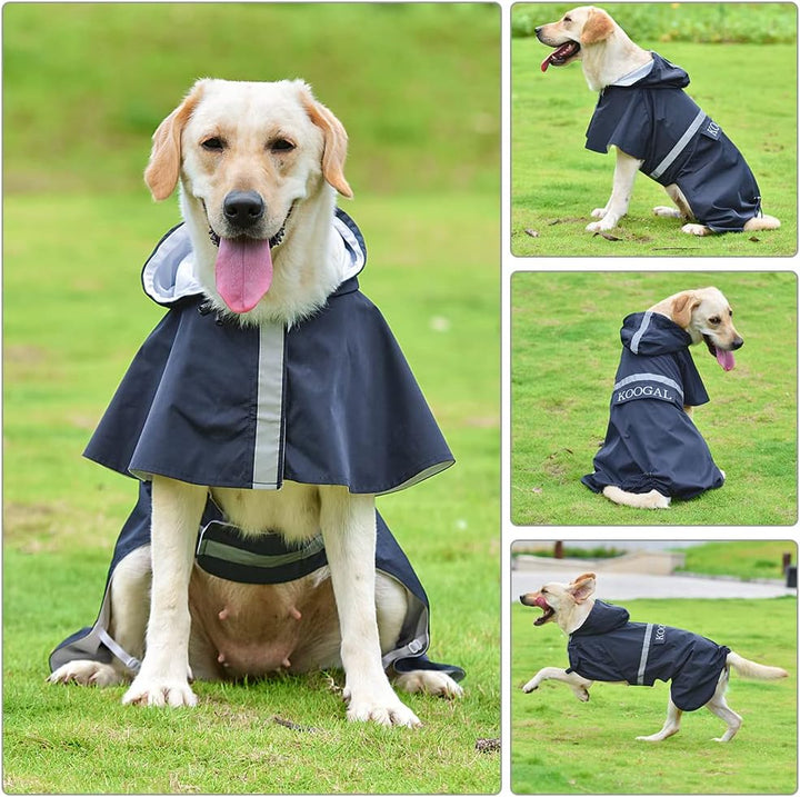 Grosse Hunde Regenjacken Mit Kapuze,Hunde Regenmantel,Mit Reflektierenden Sicherheitsstreifen, Wasse