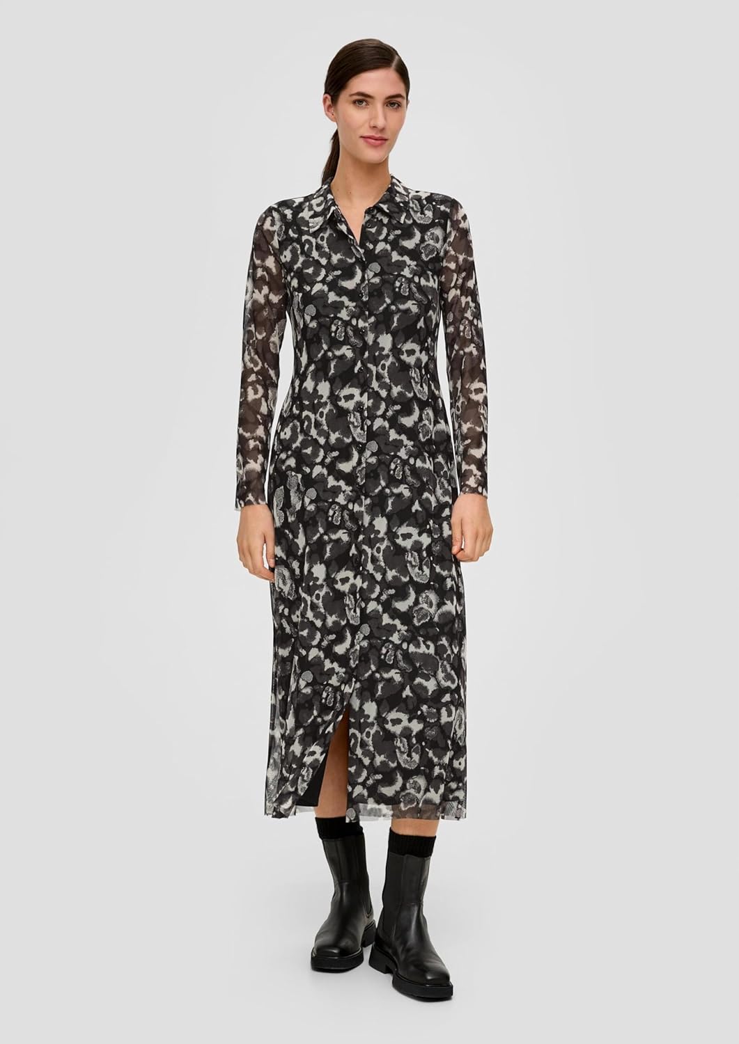 s.Oliver BLACK LABEL Maxikleid aus Lyocellmix, Grau