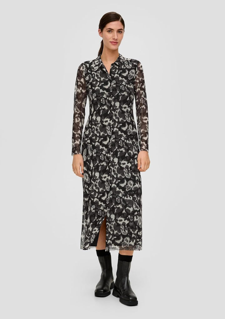 s.Oliver BLACK LABEL Maxikleid aus Lyocellmix, Grau