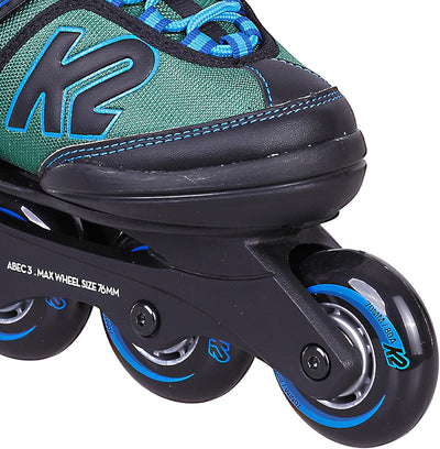 K2 Skates Jungen Inline Skates Velocity JR B, Black - Blue - Green, 30G0826 L (EU: 35-40 / UK: 3-7 /