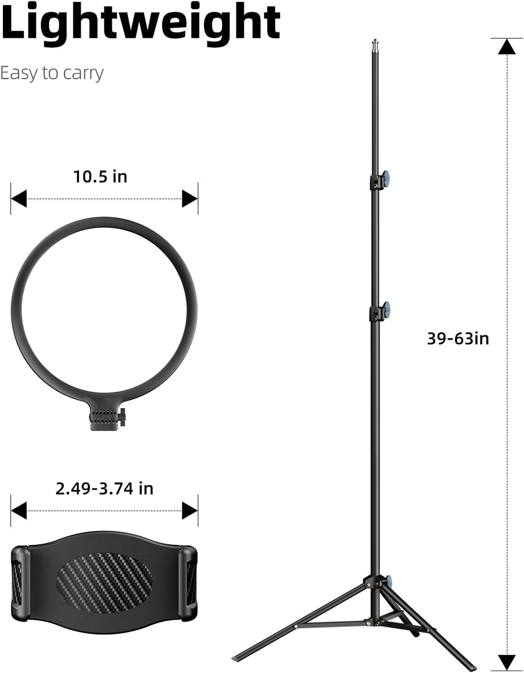 Weilisi 10.5" Ringlicht mit 69" Stativ Handy mit für Tiktok, Vlogging | Vollflächiges Ringlicht-Stat