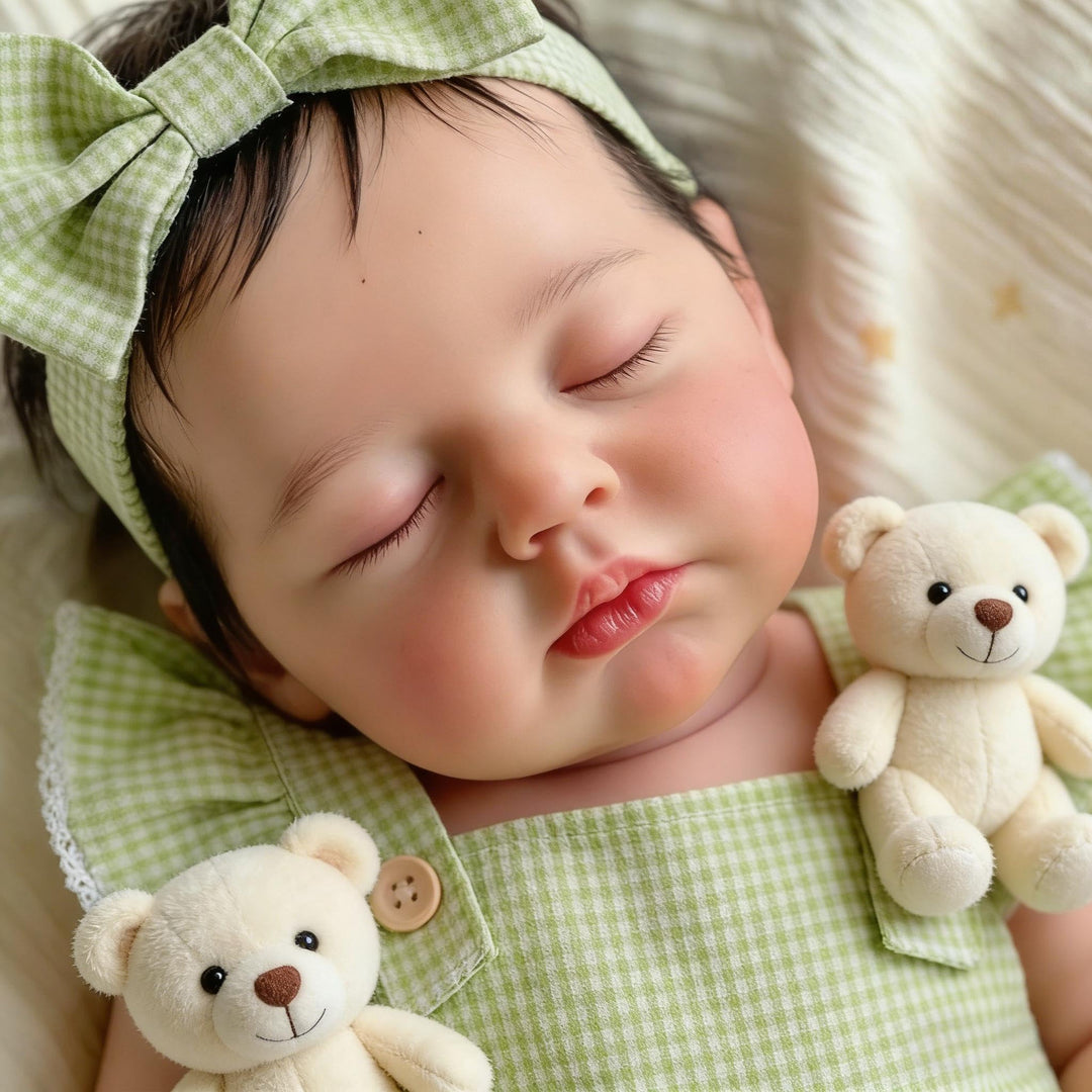 Zero pam Reborn Baby Vollsilikon Lebensecht Mädchen Augen Geschlossen, 50CM Silikon Baby Mädchen, Ec