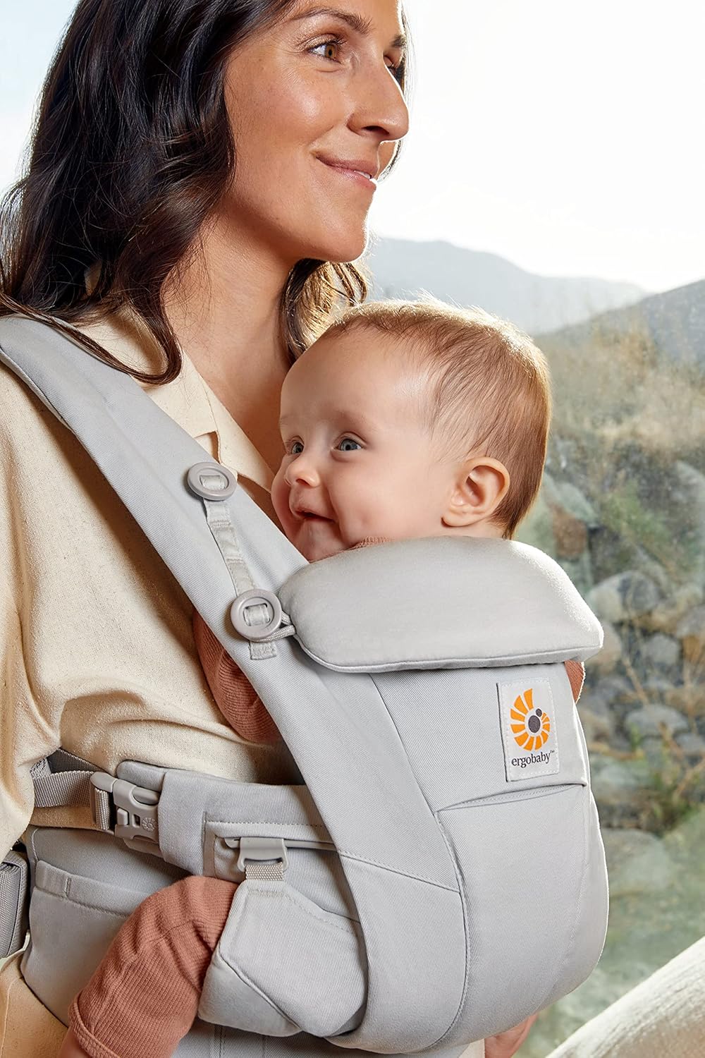 Ergobaby Omni Dream Babytrage für Neugeborene ab Geburt bis 20,4kg, 4 Positionen SoftTouch Cotton Er