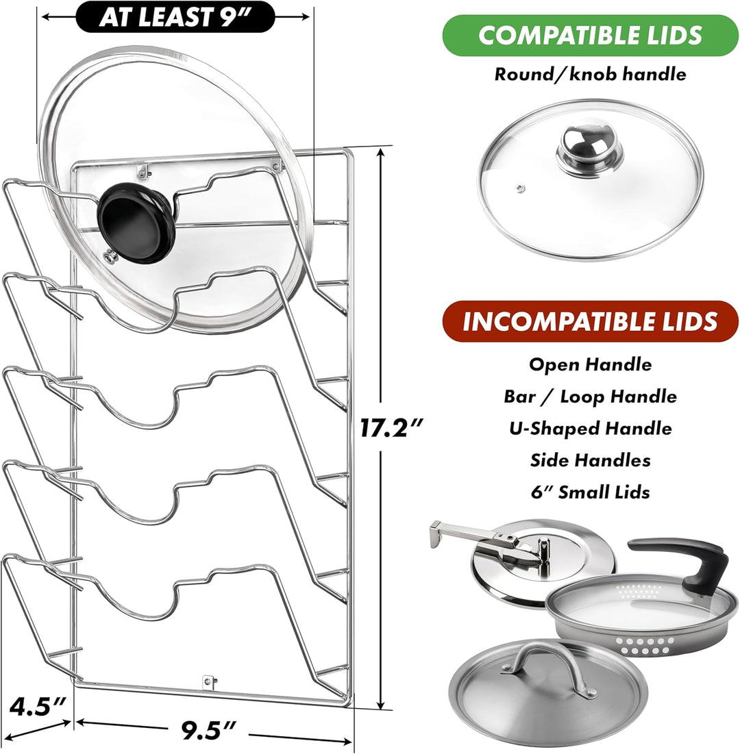 Simple Houseware Topfdeckel Organizer 5 Tier Chrome (Finish), Chrome (Finish)
