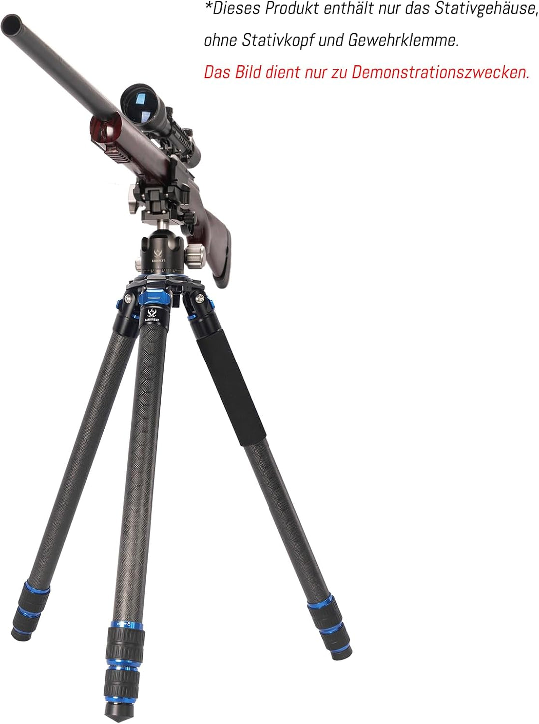 CF404-BL Jagdstativ aus Kohlefaser, Robustes Stativ ohne Mittelsäule, 40 mm Rohrdurchmesser, CF404-B