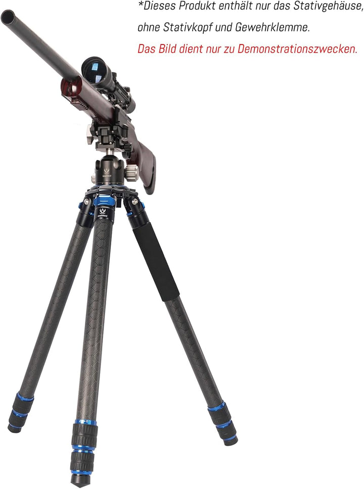 CF404-BL Jagdstativ aus Kohlefaser, Robustes Stativ ohne Mittelsäule, 40 mm Rohrdurchmesser, CF404-B