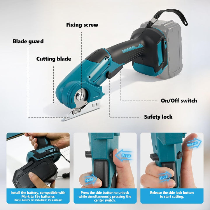 Kabelloser Akku-Universalschneider kompatibel mit Makita 18V Akku (Ohne Akku), Kartonschneider Elekt