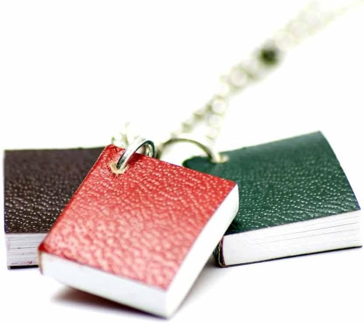 Miniblings 3er Bücher mit Seiten Halskette - Handmade Modeschmuck I Kette mit Anhänger Länge: 80cm -