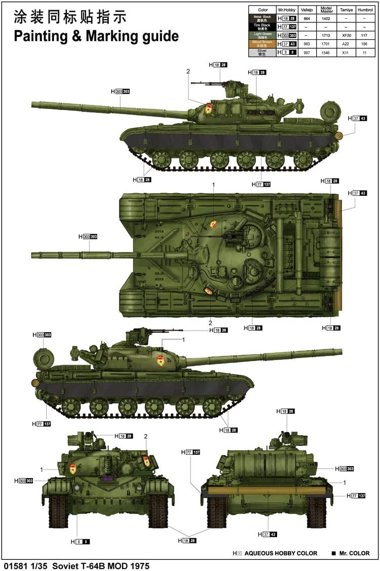 Trumpeter 01581 Modellbausatz Soviet T-64B MOD 1975