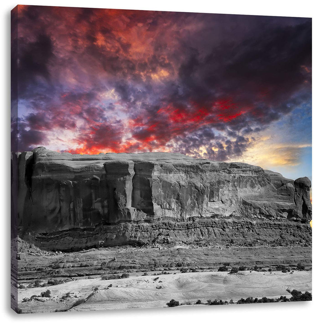 Pixxprint erschlagendes Monument Valley als Leinwandbild Quadratisch/Grösse: 70x70 / Wandbild/Kunstd