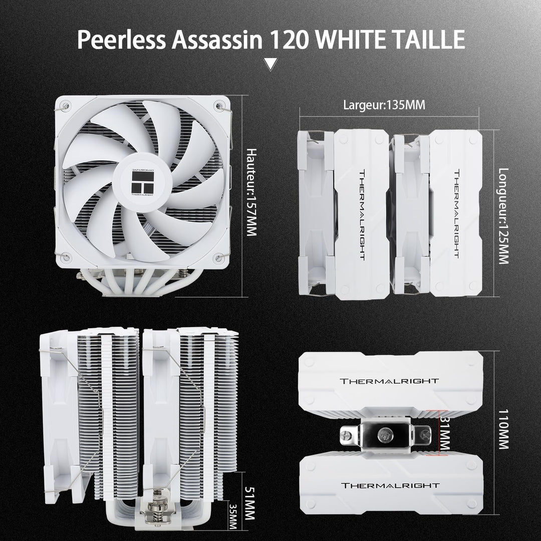 Thermalright Peerless Assassin 120 White CPU-Luftkühler, 6 Heatpipes, zwei 120mm C12W PWM Lüfter, Al