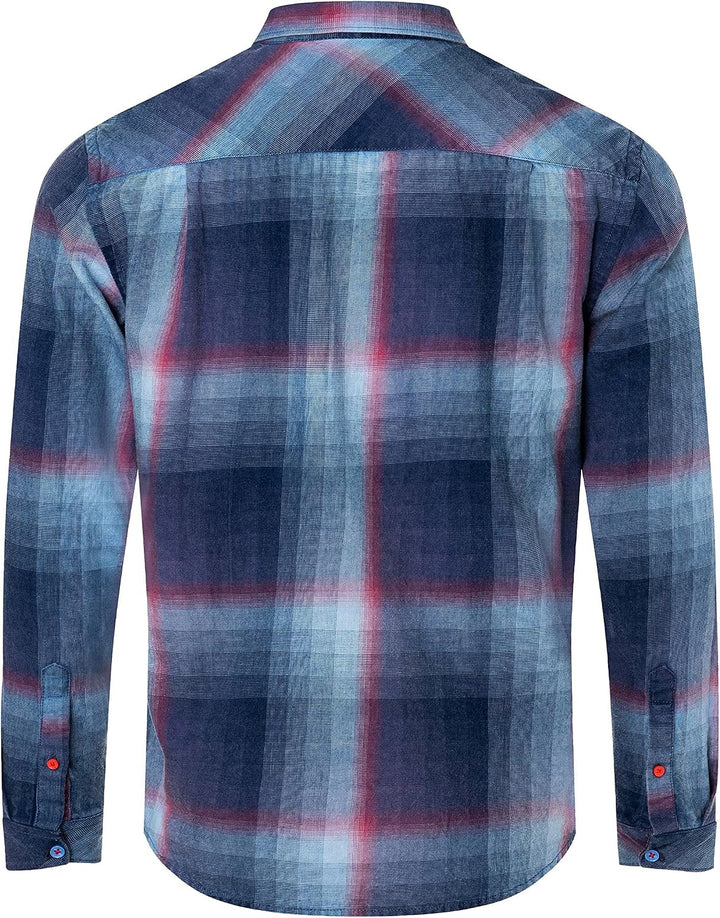 Timezone Herren Effect Weave Check Shirt Hemd S Iregular Blue Check, S Iregular Blue Check