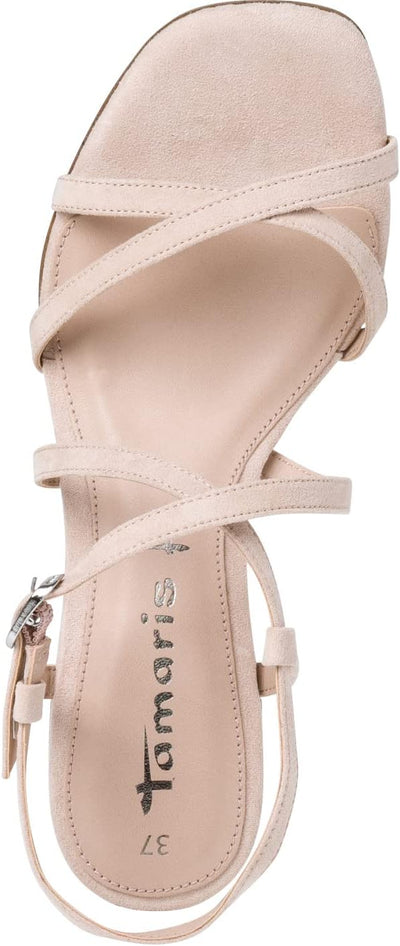 Tamaris Damen Sandaletten, Frauen Sandalen,TOUCHit-Fussbett 37 EU Schmal Beige, 37 EU Schmal Beige