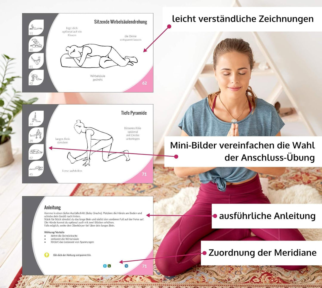 FIT BALANCED Yin Yoga Übungskarten, sanftes Yoga, für Anfänger und Fortgeschrittene, mit 70 Yogaübun