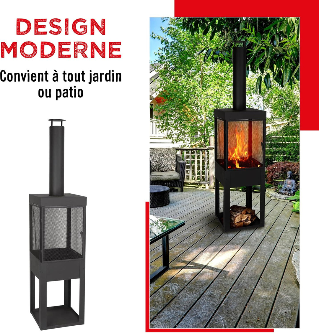 BBQ Collection Terrassenofen mit Schornstein - Gartenkamin mit Funkenschutz - Feuerstelle für den Ga