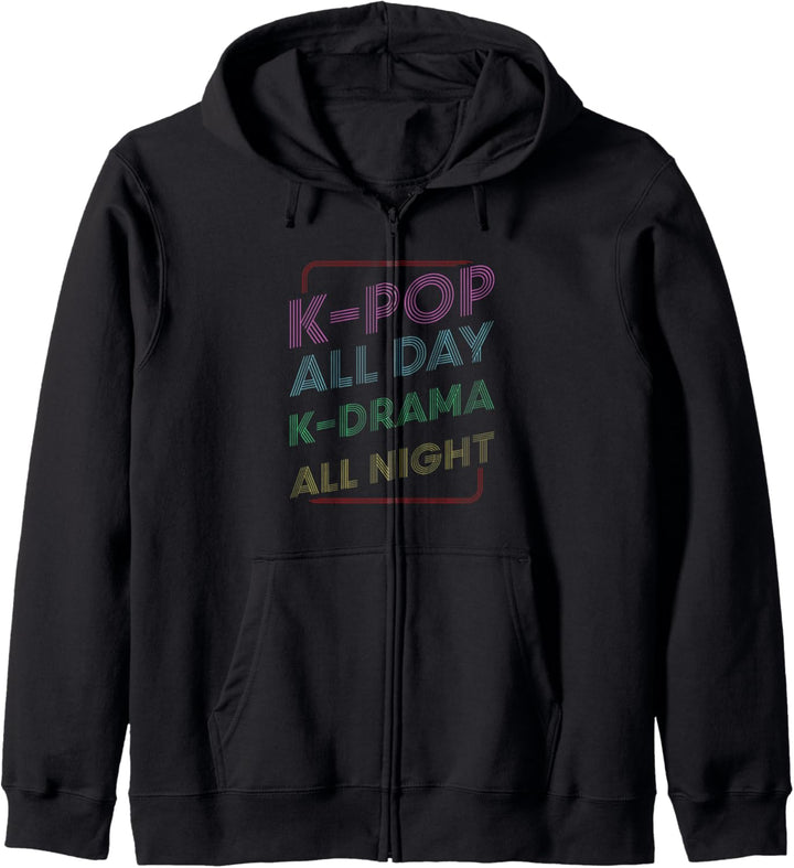 K-Pop All Day K-Drama All Night Koreanische Musik Pop Hangul Kapuzenjacke