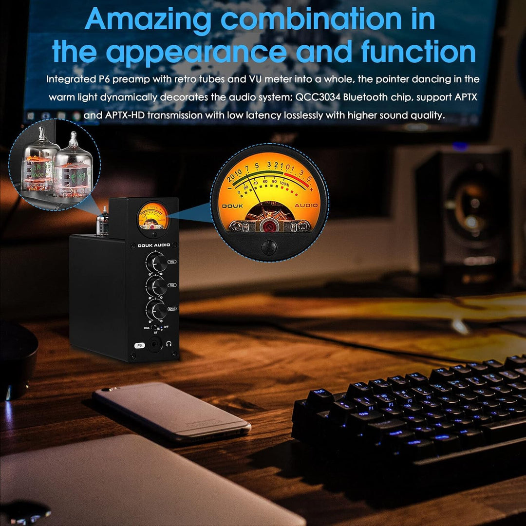Douk Audio P6 HiFi Bluetooth Röhrenvorverstärker Stereo Audio Verstärker Kopfhörer Verstärker Tube P