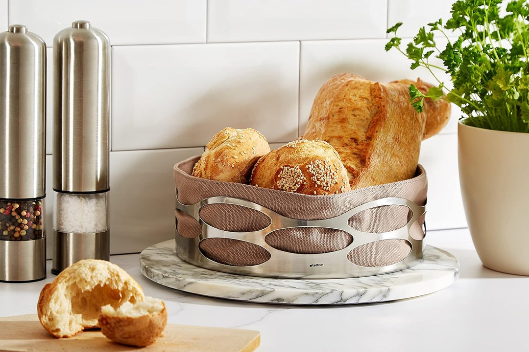 Stelton x-28-3-4 Embrace Brotschale, Edelstahl, Taupe, 23 x 23 x 7 cm