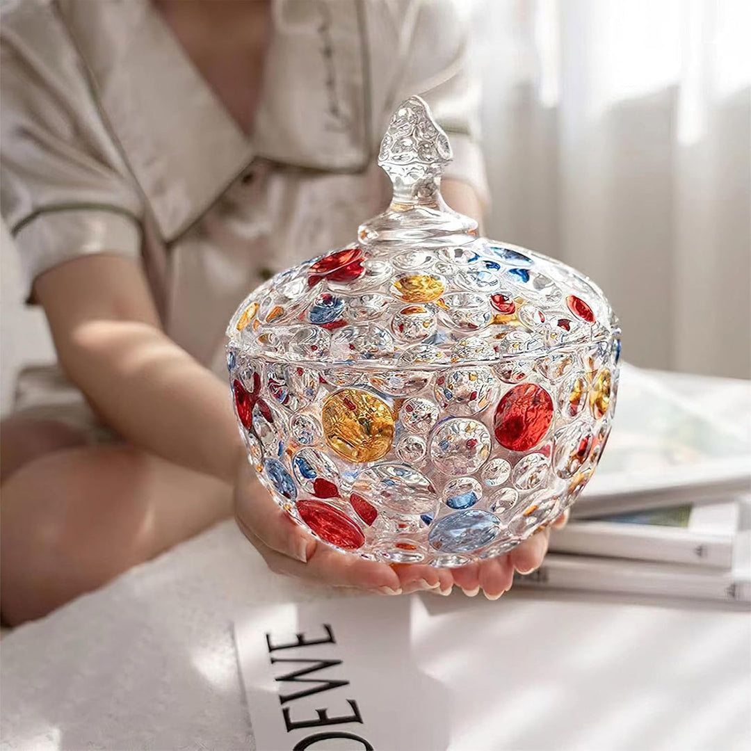 Bonbonglas Keksglas Mit Deckel, Colorful Kristall SüssIgkeiten Glas, Bonbongeschirr Zuckerdose, Deko
