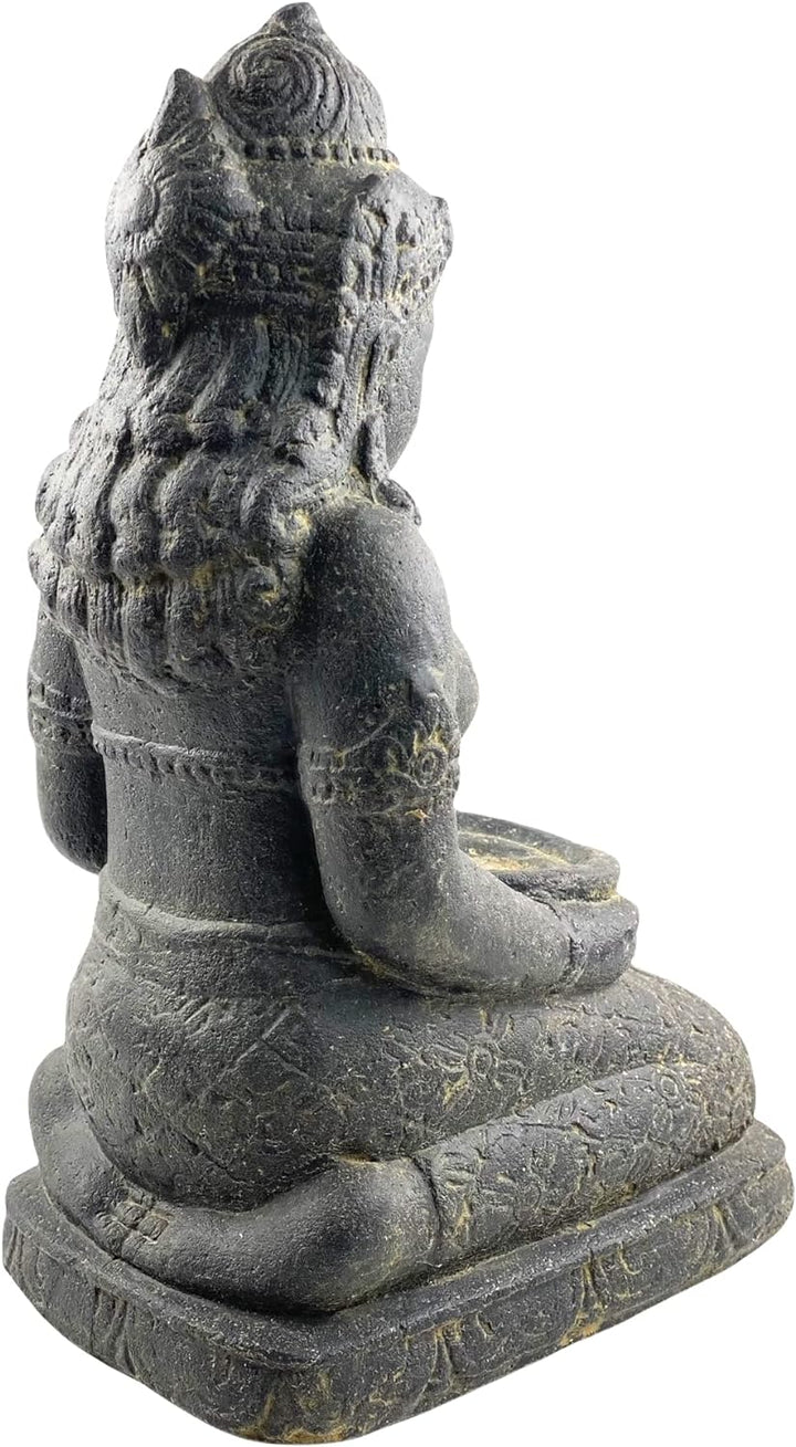 FaHome Dewi Sri Stein Statue Lavasand Schale ca. 50 cm Sitzend Garten Skulptur Guss Figur Buddha