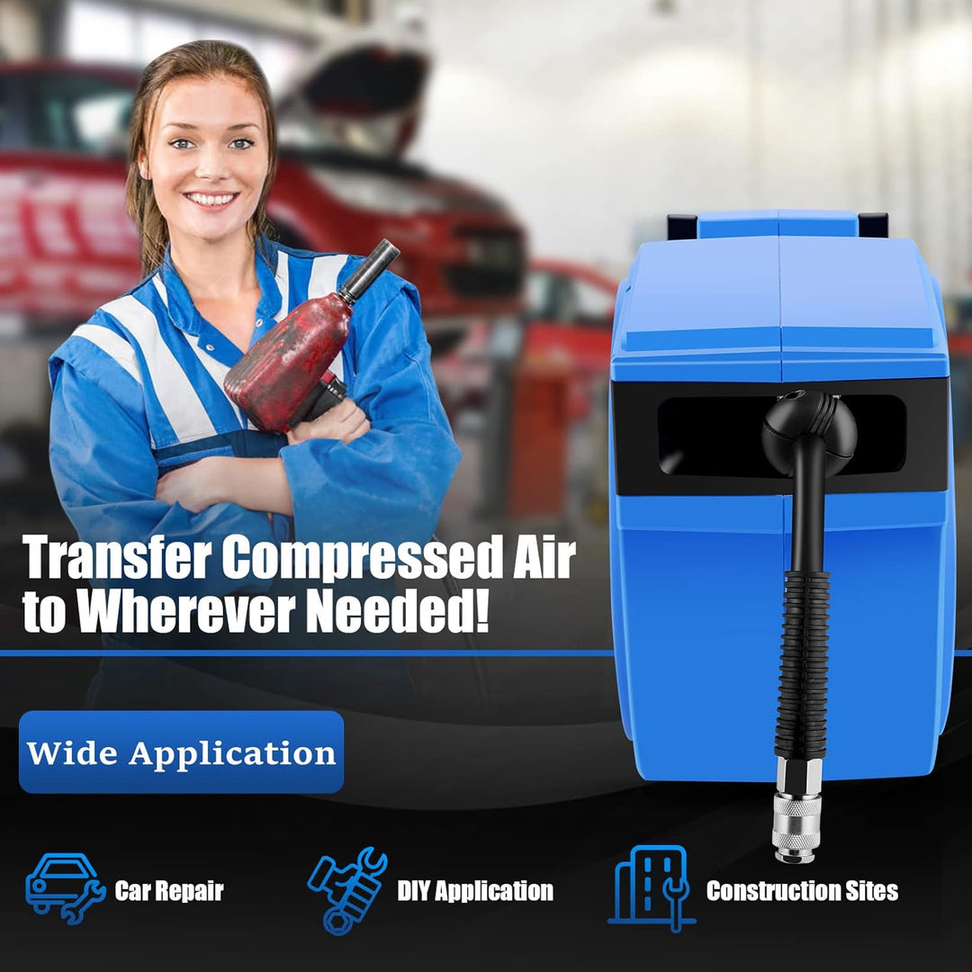 Automatik Druckluftschlauch Trommel 15 m + 1.5m, Schlauchaufroller Schlauchtrommel für Druckuft, Wan