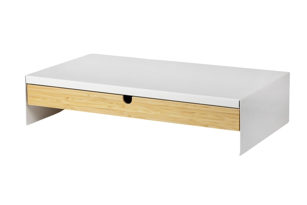 ProTuning ELLOVEN Monitorständer mit Schublade, aus Aluminium, 47x26x10 cm weiss