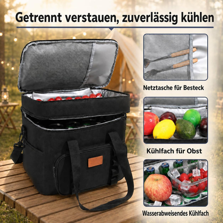 Grosse Kühltasche 23L,Isoliertasche Camping,Picknick Tasche mit Schultergurt