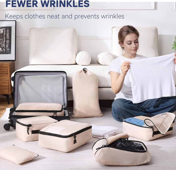 MURISE Koffer Organizer 8 Stück, Packing Cubes für Urlaub und Reisen, Packwürfel Packtaschen für Kof