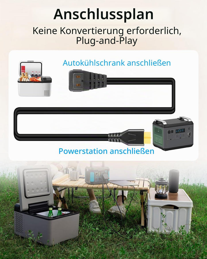 GELRHONR XT60 auf 12V DC Auto Kühlbox Kabel14AWG, Robustes 12-Volt-Car Kühlschrank Netzteilkabel Por