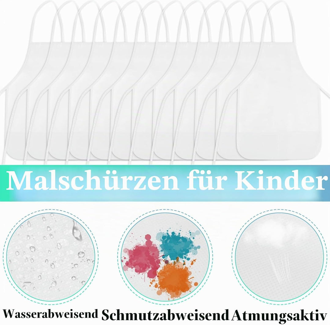 Malschürzen für Kinder Kunstschürzen für Kinder mit 2 geräumigen Taschen Kinderschürzen für Kunst, M