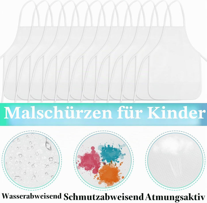 Malschürzen für Kinder Kunstschürzen für Kinder mit 2 geräumigen Taschen Kinderschürzen für Kunst, M