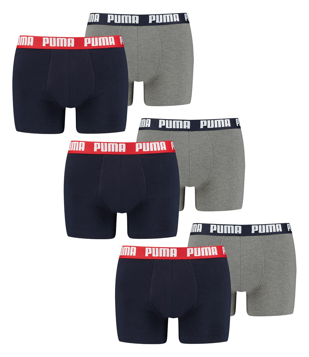 PUMA 6 er Pack Boxer Boxershorts Herren Unterwäsche sportliche Retro Pants S 036 - Blue / Grey Melan