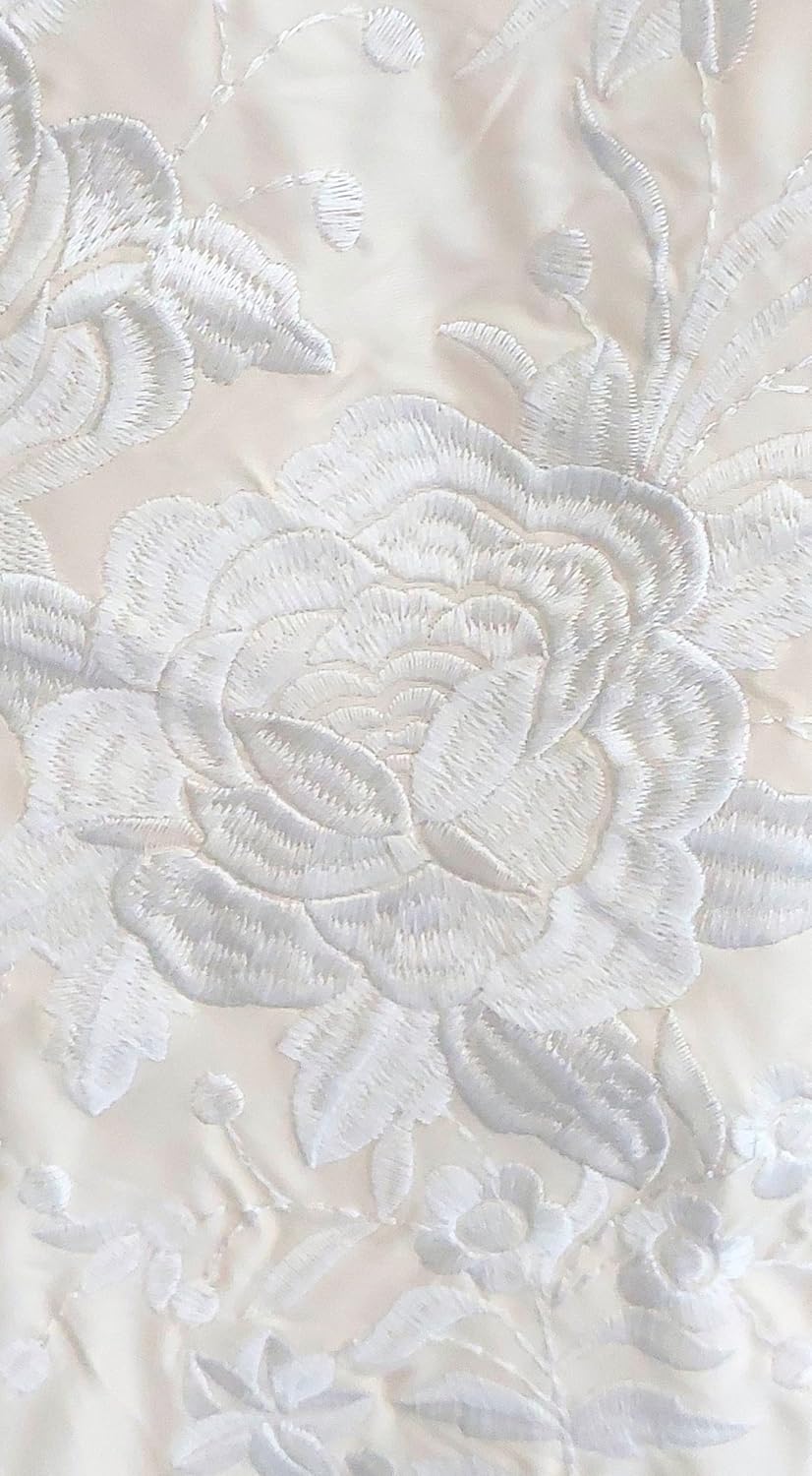 Flamenco-Schal, bestickt, grosse Grösse, 200/130/25 cm Gebrochenes Weiss, Gebrochenes Weiss