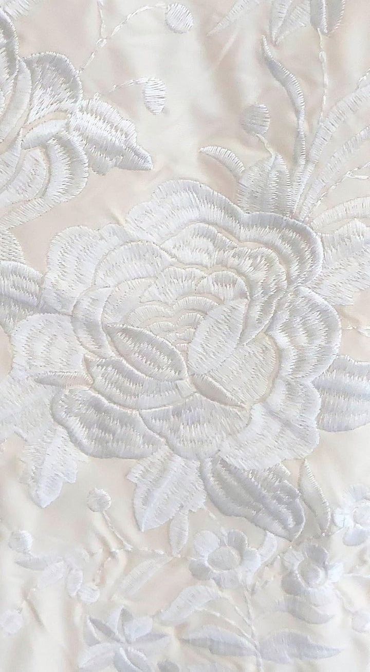 Flamenco-Schal, bestickt, grosse Grösse, 200/130/25 cm Gebrochenes Weiss, Gebrochenes Weiss