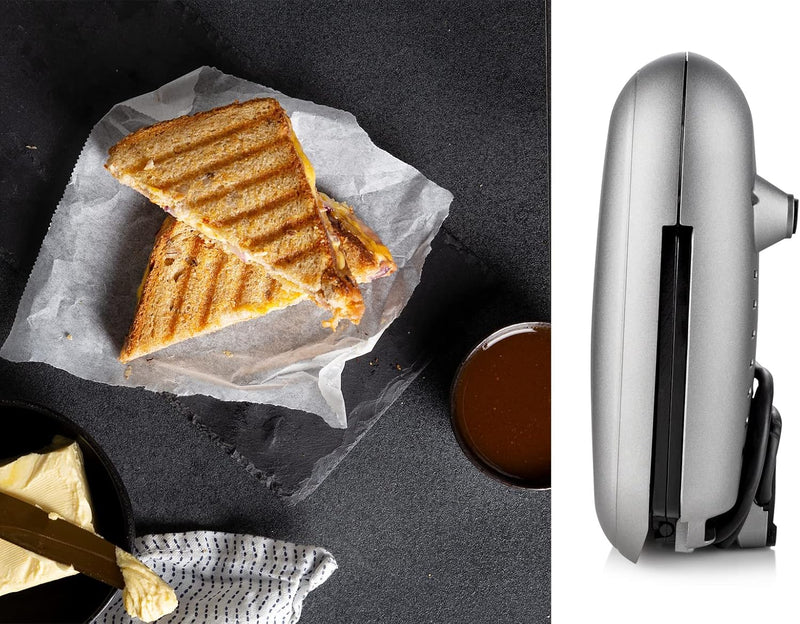 Sandwichmaker Silber Toaster für 2 Sandwiches Bratfläche 22 x 12cm, 750Watt