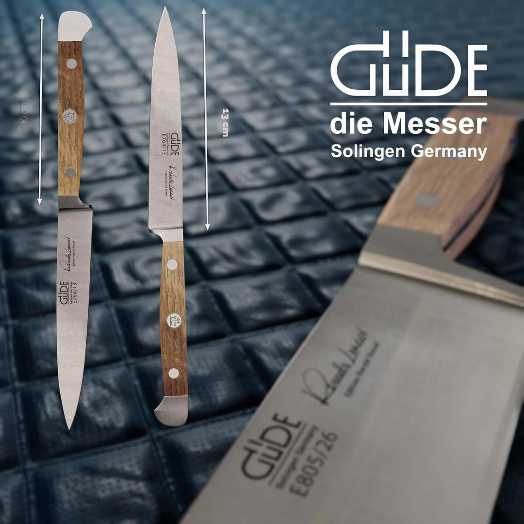 GÜDE Solingen - Spickmesser geschmiedet, 13 cm, Fasseichenholz, ALPHA FASSEICHE, Office Messer, Dopp