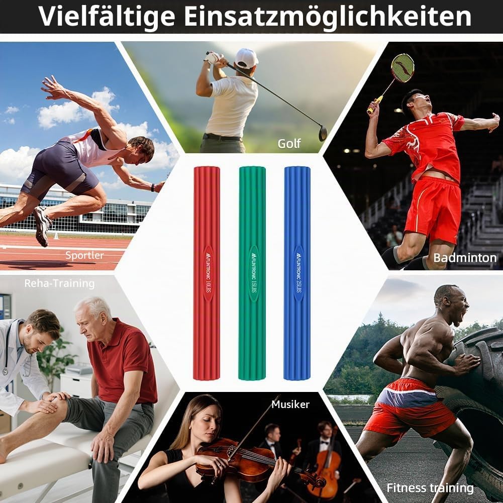 flintronic Handgelenk Trainer, 5LB 10LB 15LB 25LB, Handtrainer, Fitness Resistance Bar for Golfers E