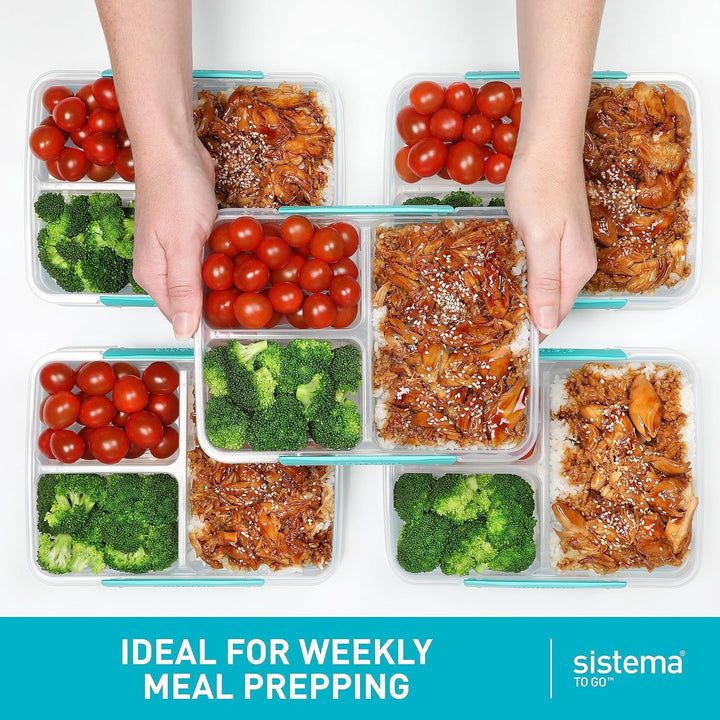 Sistema TO GO-Brotdosen mit Fächern zum Portionieren | 820ml Lunchbox mit stapelbarem Design und Cli