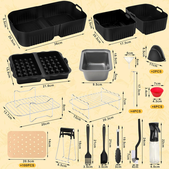 Charmofun 27 Stück Heissluftfritteuse Zubehör, Airfryer Zubehör für Ninja Foodi Flexdrawer 10,4L Hei