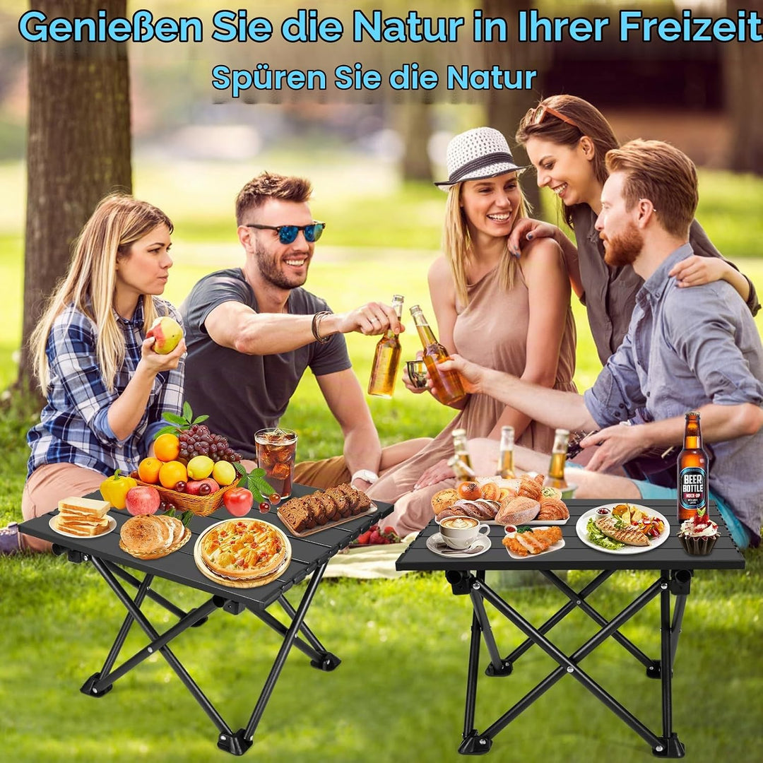 Klappbarer Campingtisch, Ultraleichter Tragbarer Campingtisch aus Karbonstahl mit Tragetasche für Ou